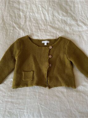 Bass10 Chartreuse Green Knit Cardigan Sweater 6-12 Months